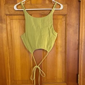 Green Sleeveless Tie-back Top